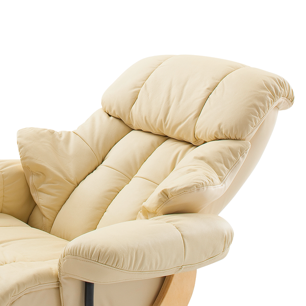 Relaxsessel Grunewald (mit Hocker) - Echtleder / Kunstleder - Creme - Hellbraun