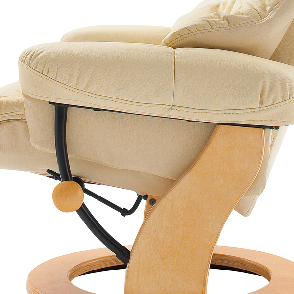 Relaxsessel Grunewald (mit Hocker) - Echtleder / Kunstleder - Creme - Hellbraun