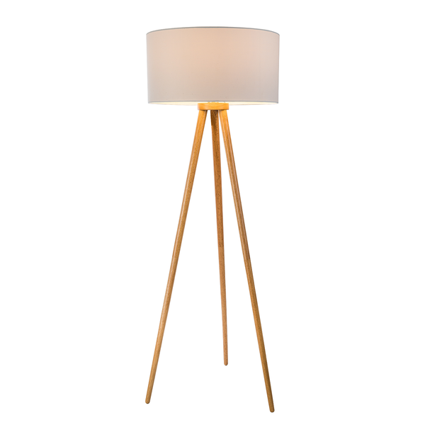 Stehleuchte Tripod Stabilo - Massivholz / Webstoff - 1-flammig