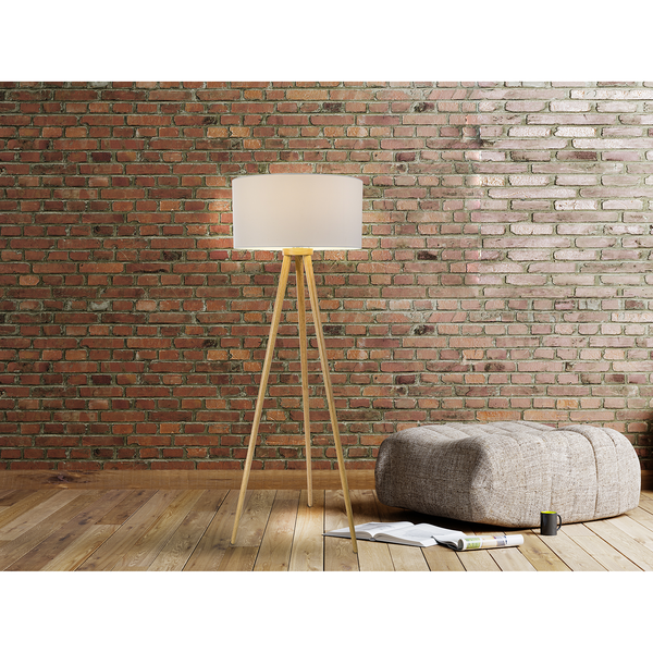 Stehleuchte Tripod Stabilo - Massivholz / Webstoff - 1-flammig