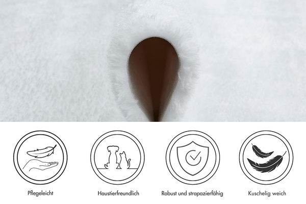 Kunstfell Tukums - Kunstfaser - Weiß - 55 x 80 cm