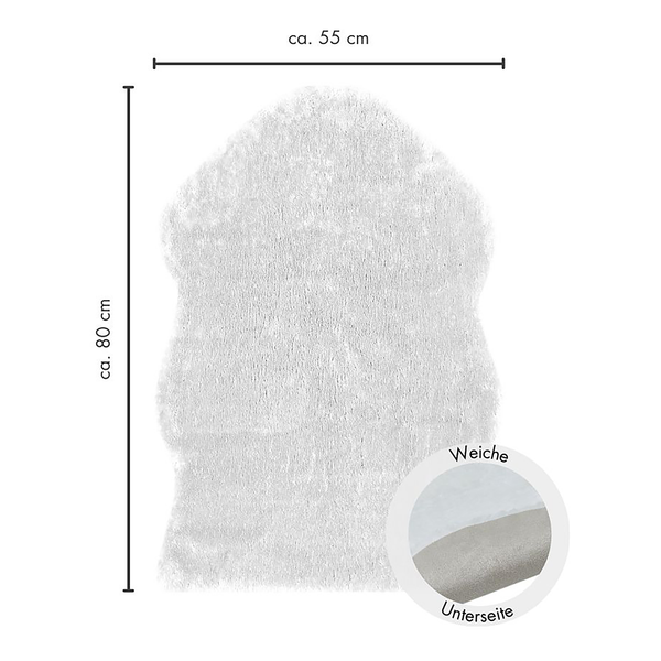 Kunstfell Tukums - Kunstfaser - Weiß - 55 x 80 cm