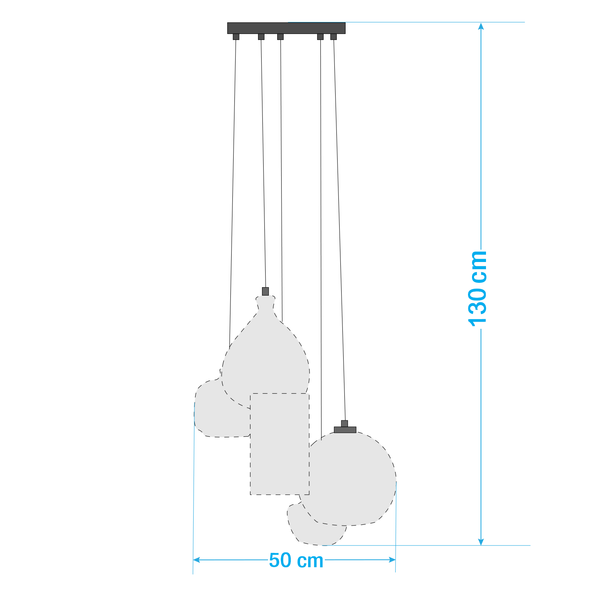 Pendelleuchte Brooklyn II - Metall / Glas - 5-flammig