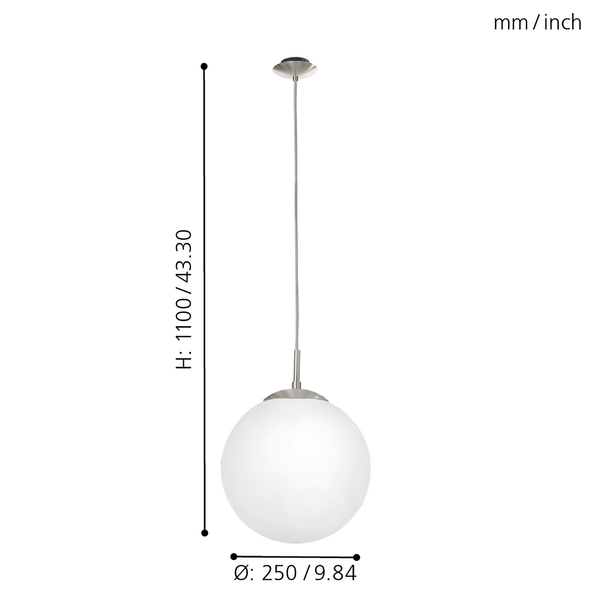 Pendelleuchte Rondo Opal - Opalglas / Stahl - 1-flammig - Durchmesser: 25 cm