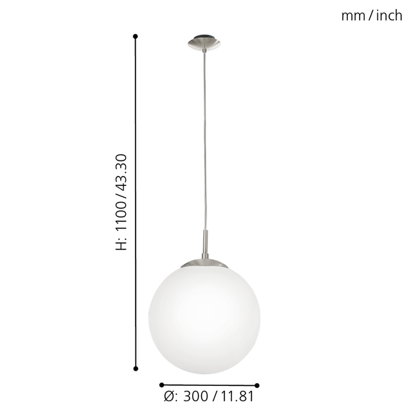 Pendelleuchte Rondo Opal - Opalglas / Stahl - 1-flammig - Durchmesser: 30 cm