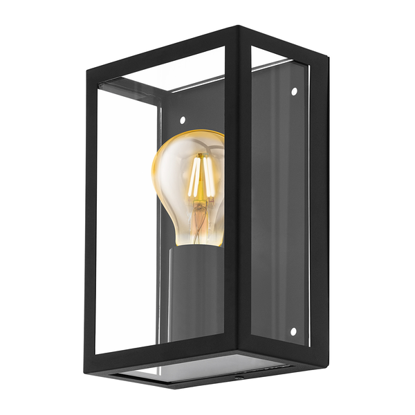 Außenwandleuchte Alamonte I - Glas / Edelstahl - 1-flammig - Schwarz