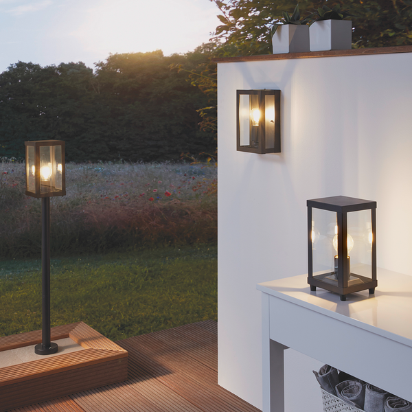 Außenwandleuchte Alamonte I - Glas / Edelstahl - 1-flammig - Schwarz