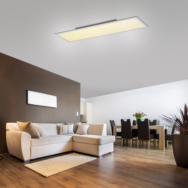 LED-Deckenleuchte Flat Panel II - Kunststoff / Stahl - 1-flammig - Breite: 120 cm