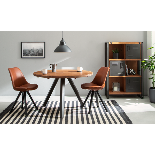 Polsterstuhl ALEDAS Kunstleder - Kunstleder / Gummibaum massiv - Cognac / Schwarz - 2er Set