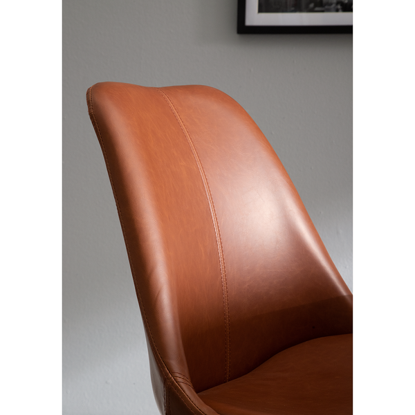 Polsterstuhl ALEDAS Kunstleder - Kunstleder / Gummibaum massiv - Cognac / Schwarz - 2er Set