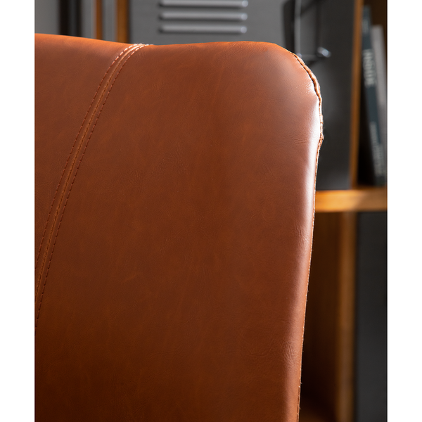 Polsterstuhl ALEDAS Kunstleder - Kunstleder / Gummibaum massiv - Cognac / Schwarz - 2er Set