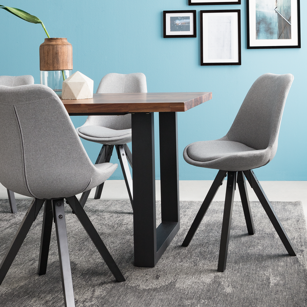 Polsterstuhl ALEDAS - Webstoff Cors: Granit - Schwarz - 2er Set