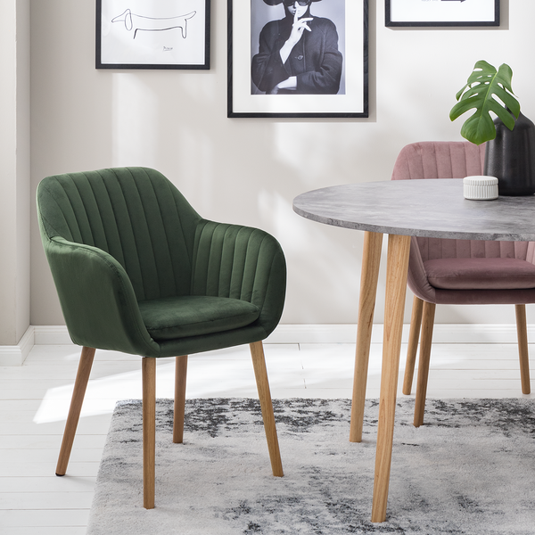 Armlehnenstuhl TILANDA Typ A - Samt Vilda: Dunkelgrün - 1er Set