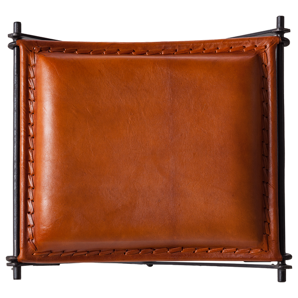 Hocker Nita Echtleder - Echtleder / Metall - Cognac / Schwarz