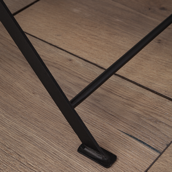 Hocker Nita Echtleder - Echtleder / Metall - Cognac / Schwarz