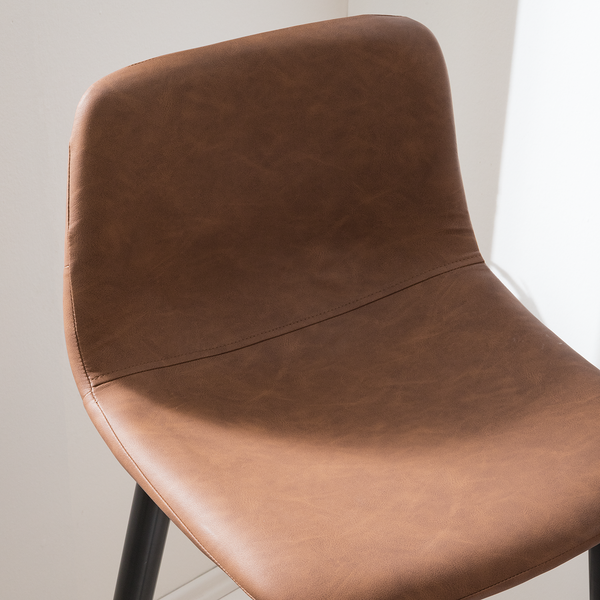 Barstuhl Pohang (2er-Set) - Kunstleder / Metall - Braun / Schwarz