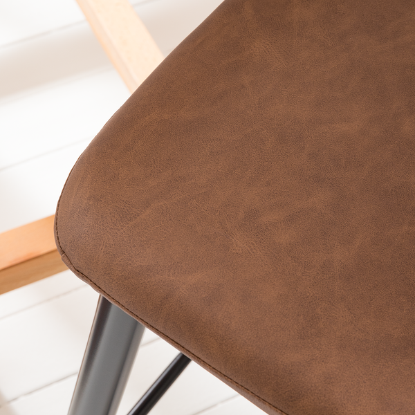 Barstuhl Pohang (2er-Set) - Kunstleder / Metall - Braun / Schwarz