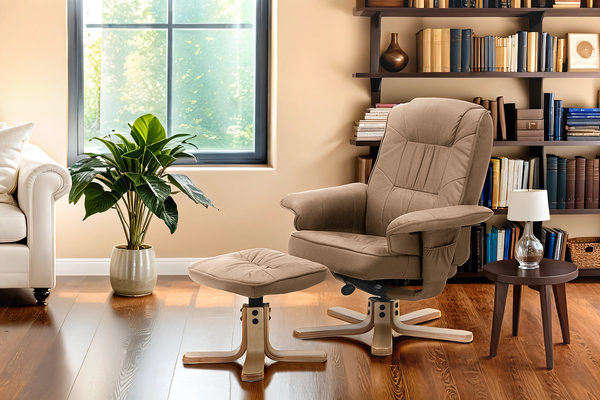 Relaxsessel Canillo mit Hocker - Antiklederlook - Nougat