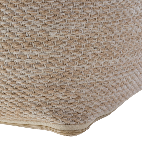 Pouf Maihar I - Echtleder / Webstoff - Braun / Beige