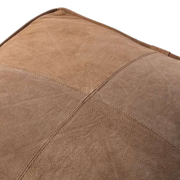 Pouf Maihar I - Echtleder / Webstoff - Braun / Beige