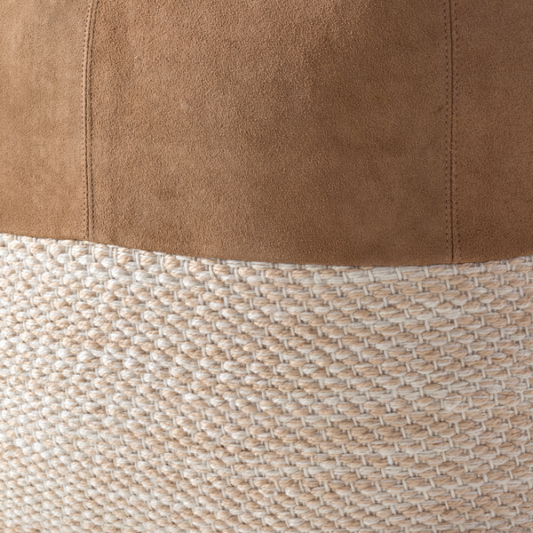 Pouf Maihar I - Echtleder / Webstoff - Braun / Beige