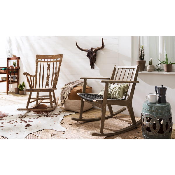 Pouf Maihar I - Echtleder / Webstoff - Braun / Beige
