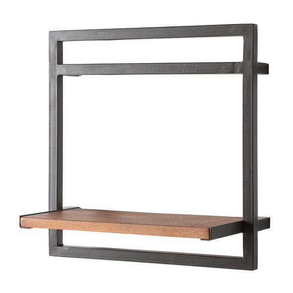 Wandregal MANCHESTER - Akazie massiv / Metall - Akazie / Anthrazit - 40 x 40 cm