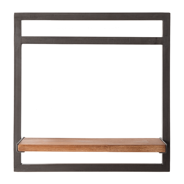 Wandregal MANCHESTER - Akazie massiv / Metall - Akazie / Anthrazit - 40 x 40 cm
