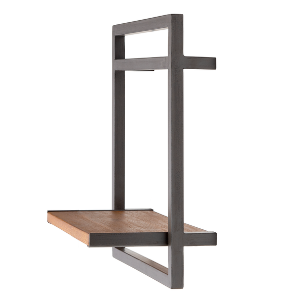 Wandregal MANCHESTER - Akazie massiv / Metall - Akazie / Anthrazit - 40 x 40 cm
