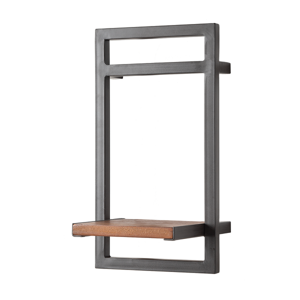 Wandregal MANCHESTER - Akazie massiv / Metall - Akazie / Anthrazit - 22 x 40 cm