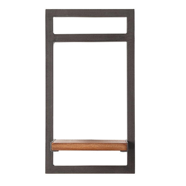 Wandregal MANCHESTER - Akazie massiv / Metall - Akazie / Anthrazit - 22 x 40 cm