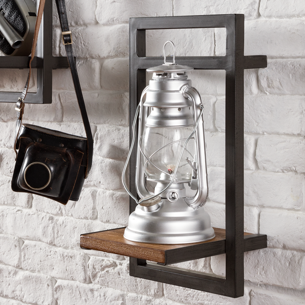 Wandregal MANCHESTER - Akazie massiv / Metall - Akazie / Anthrazit - 22 x 40 cm