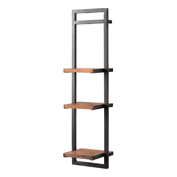 Wandregal MANCHESTER - Akazie massiv / Metall - Akazie / Anthrazit - 22 x 85 cm