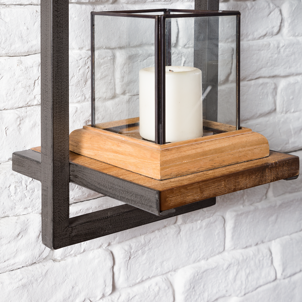 Wandregal MANCHESTER - Akazie massiv / Metall - Akazie / Anthrazit - 22 x 85 cm
