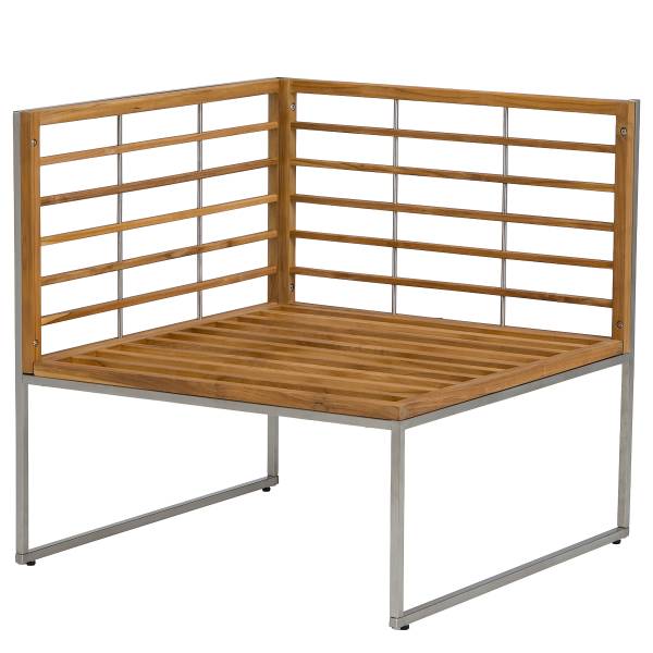 Loungeecke TEAKLINE - Webstoff / Teak massiv - Hellgrau