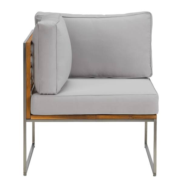 Loungeecke TEAKLINE - Webstoff / Teak massiv - Hellgrau