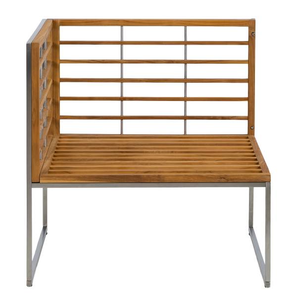 Loungeecke TEAKLINE - Webstoff / Teak massiv - Hellgrau