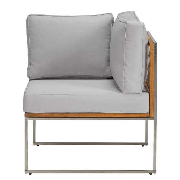 Loungeecke TEAKLINE - Webstoff / Teak massiv - Hellgrau