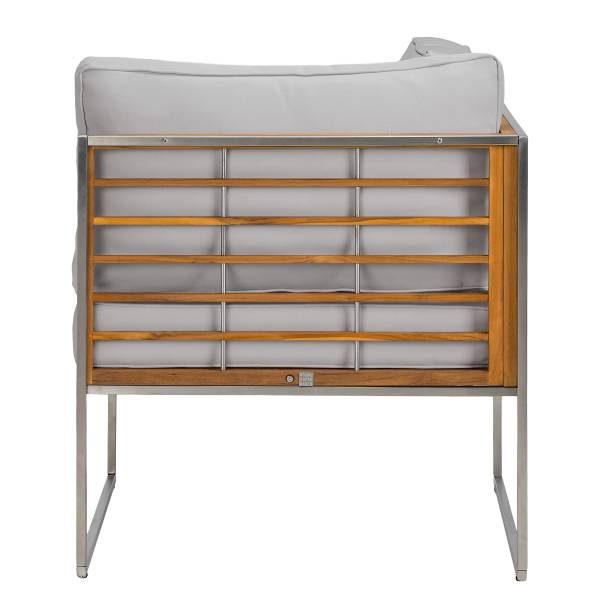 Loungeecke TEAKLINE - Webstoff / Teak massiv - Hellgrau