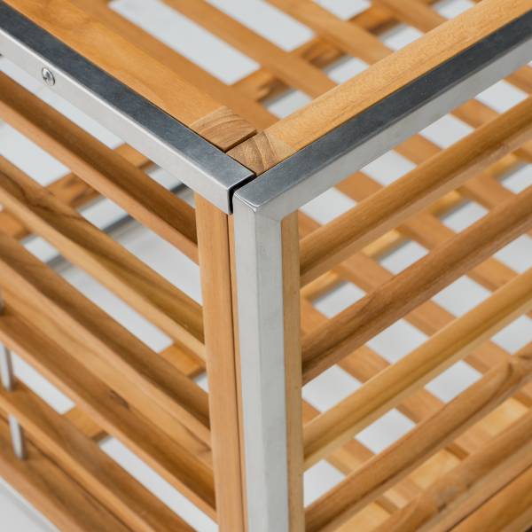 Loungeecke TEAKLINE - Webstoff / Teak massiv - Hellgrau