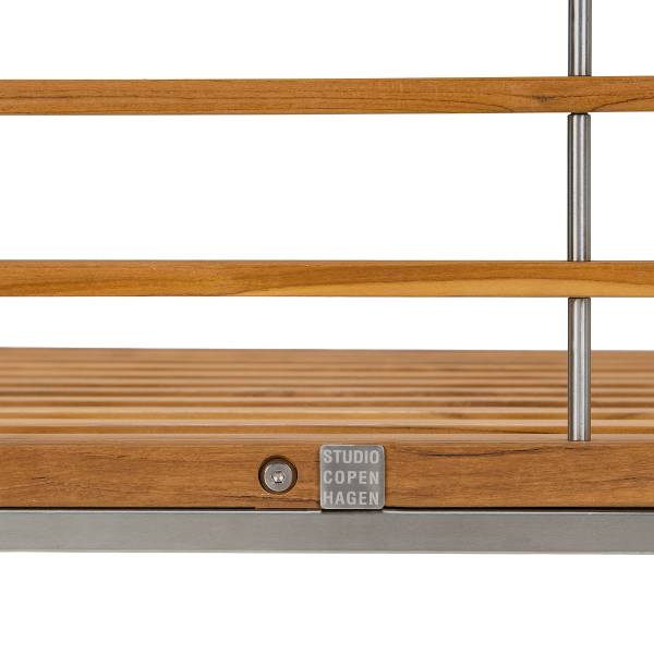 Loungeecke TEAKLINE - Webstoff / Teak massiv - Hellgrau