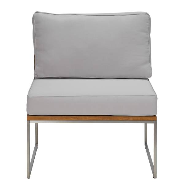 Loungesessel TEAKLINE - Webstoff / Teak massiv - Hellgrau
