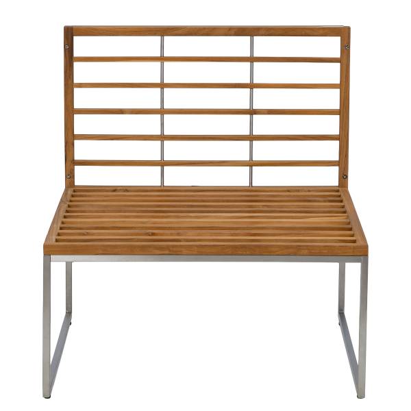 Loungesessel TEAKLINE - Webstoff / Teak massiv - Hellgrau