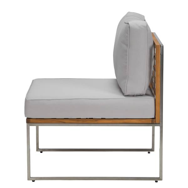 Loungesessel TEAKLINE - Webstoff / Teak massiv - Hellgrau