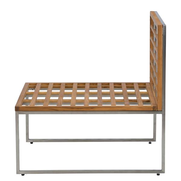 Loungesessel TEAKLINE - Webstoff / Teak massiv - Hellgrau