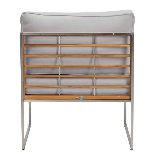 Loungesessel TEAKLINE - Webstoff / Teak massiv - Hellgrau