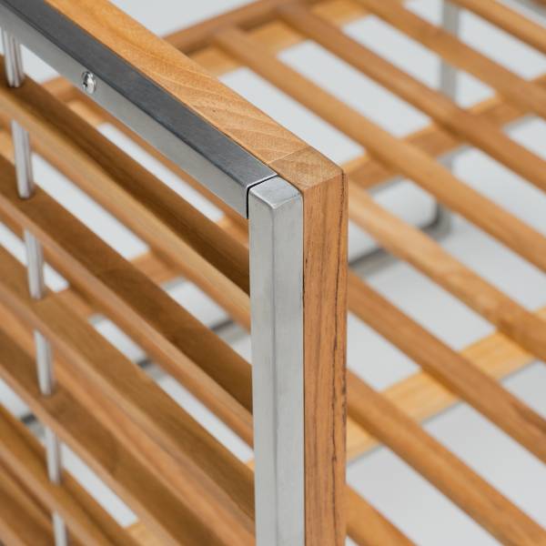 Loungesessel TEAKLINE - Webstoff / Teak massiv - Hellgrau