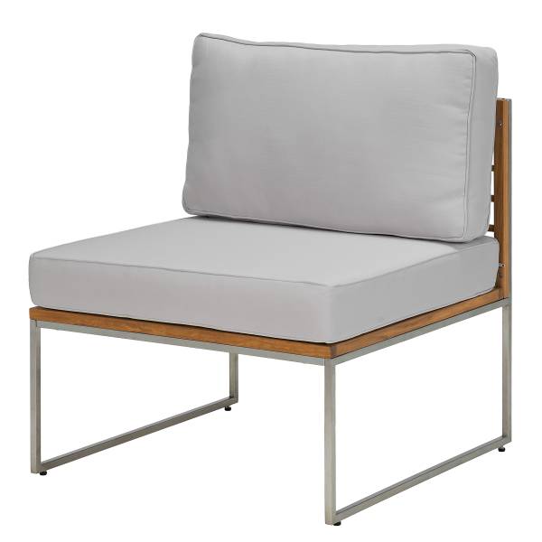 Loungesessel TEAKLINE - Webstoff / Teak massiv - Hellgrau