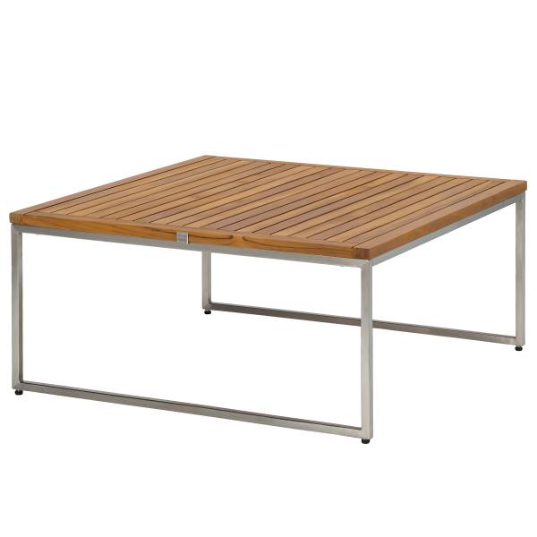 Loungehocker TEAKLINE - Webstoff / Teak massiv - Hellgrau