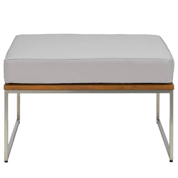 Loungehocker TEAKLINE - Webstoff / Teak massiv - Hellgrau